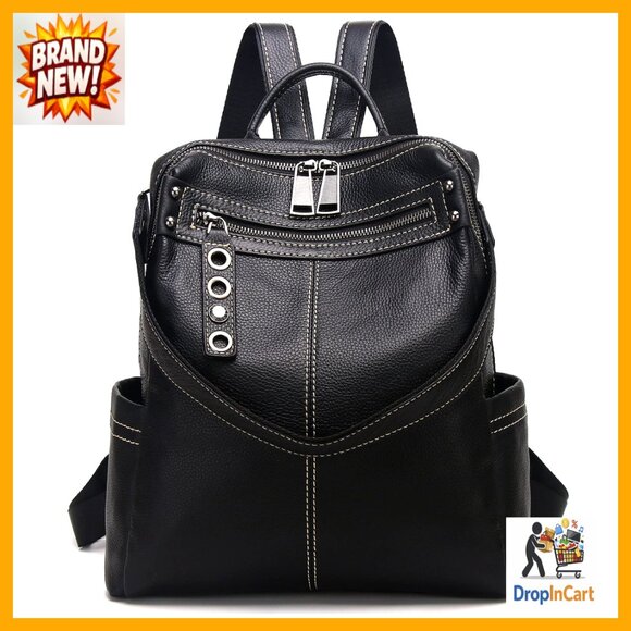 Genuine Leather Backpack Purse Convertible Shoulder Bag Travel Fashion Designer main image 5
